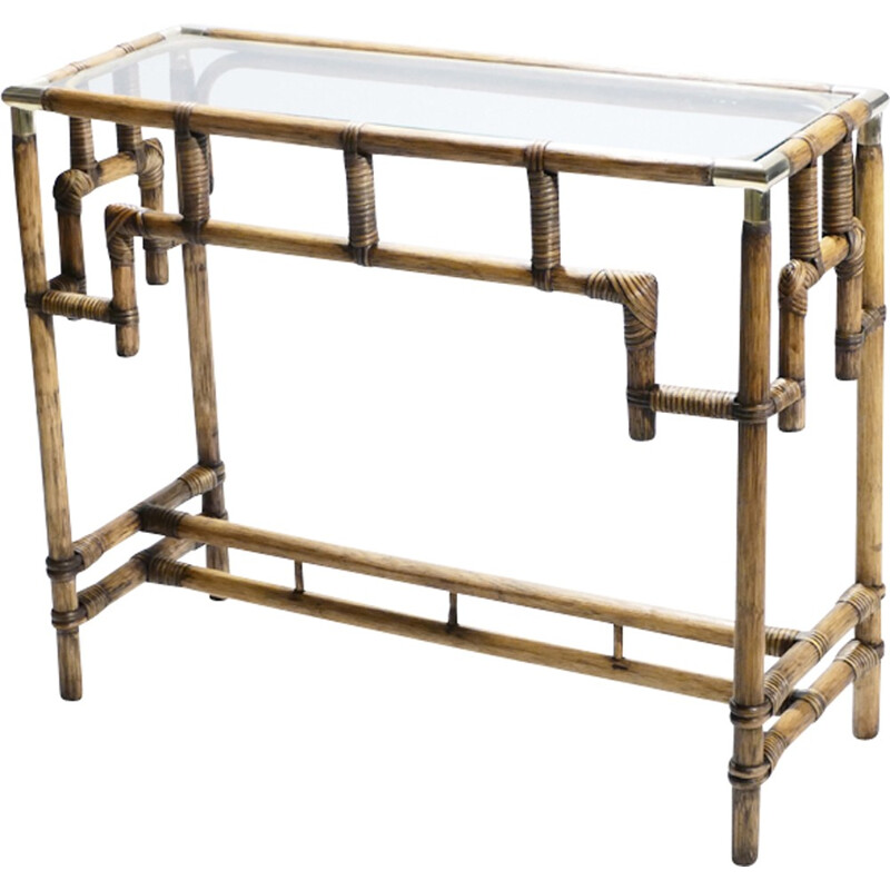 Vintage Bamboo and brass Console - 1970s