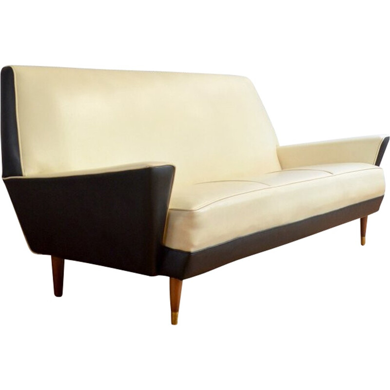 Vintage sofa with brass legs for Medal Belgium - 1950s