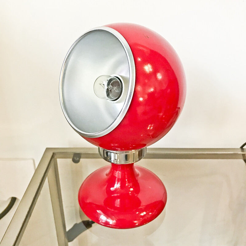 Pair of red vintage metal lamp - 1970s