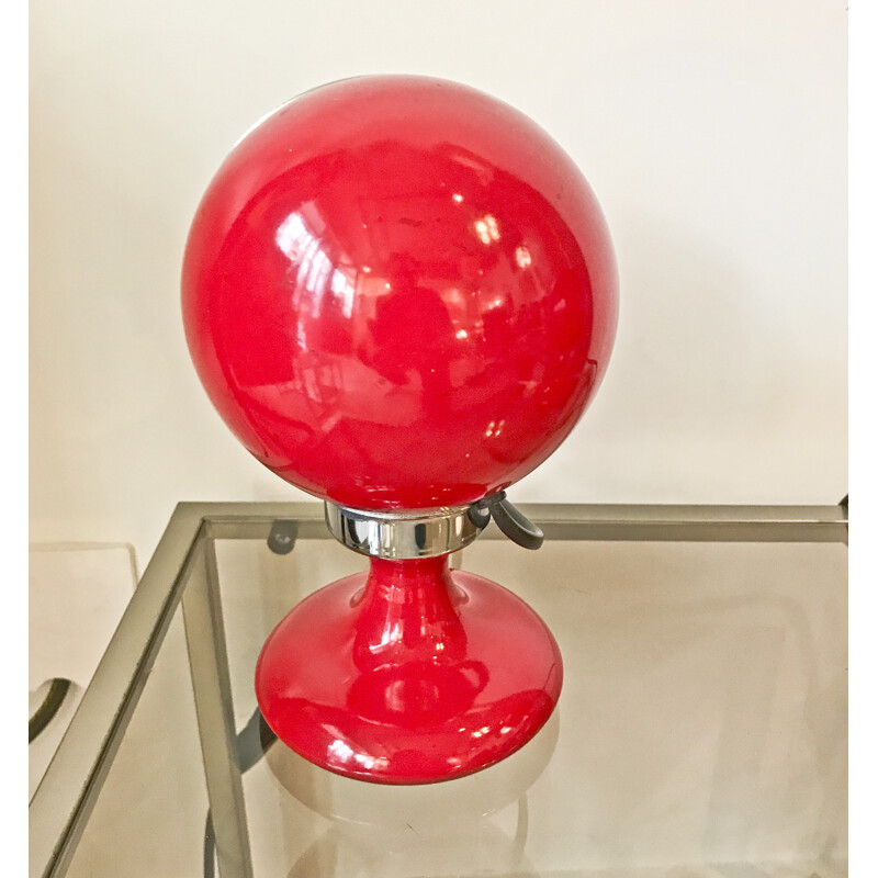 Pair of red vintage metal lamp - 1970s