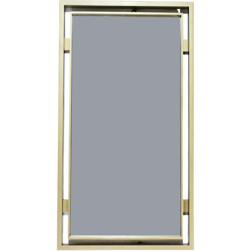 Vintage brushed brass mirror by Guy Lefevre for Maison Jansen - 1970s