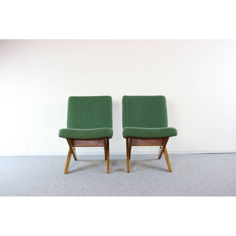 Set of 2 green easy chairs for UMS Pastoe - 1950s