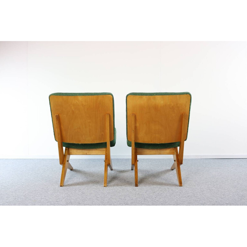 Set of 2 green easy chairs for UMS Pastoe - 1950s