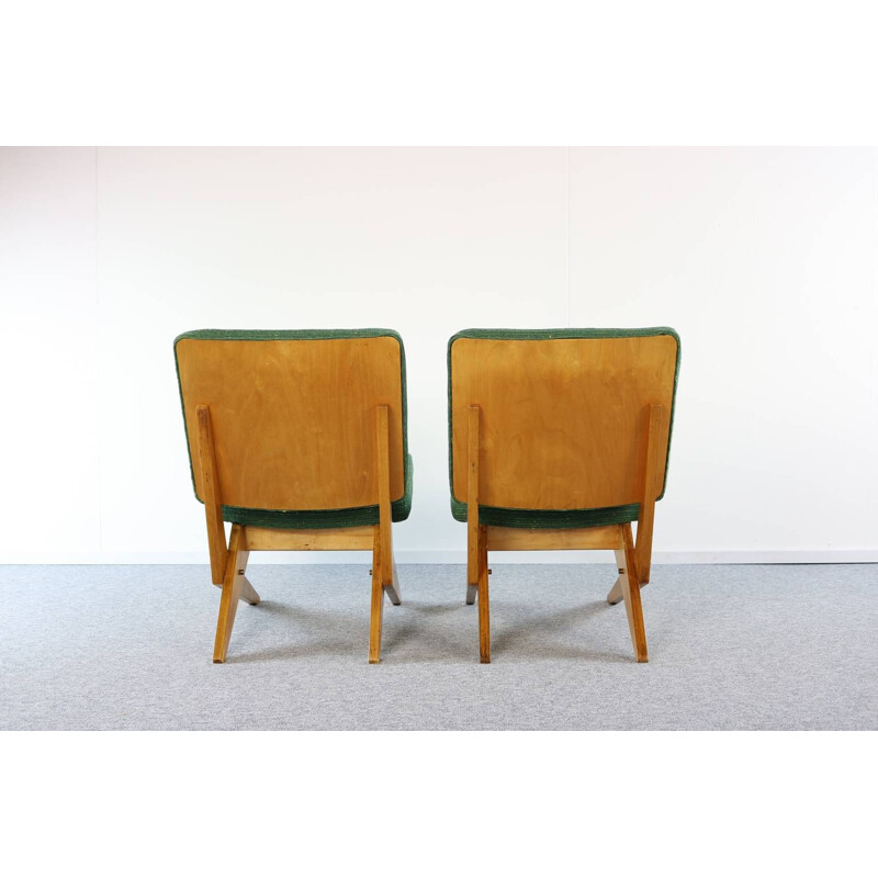Suite de 2 fauteuils verts vintage pour UMS Pastoe - 1950