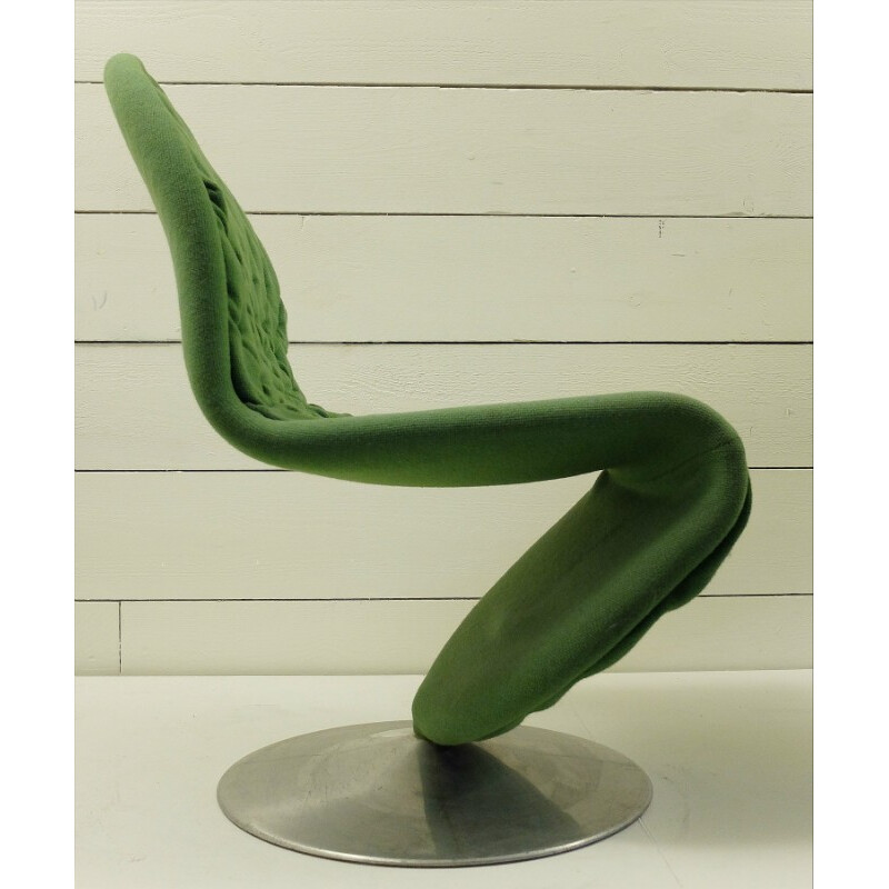 Set of 2 vintage green lounge chairs by Verner Panton - 1970s