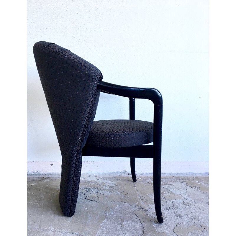 Ensemble de 4 fauteuils vintage noirs de Pietro Constantini, 1980