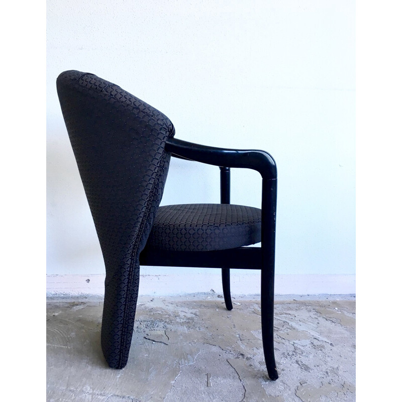 Juego de 4 sillones negros vintage de Pietro Constantini, 1980