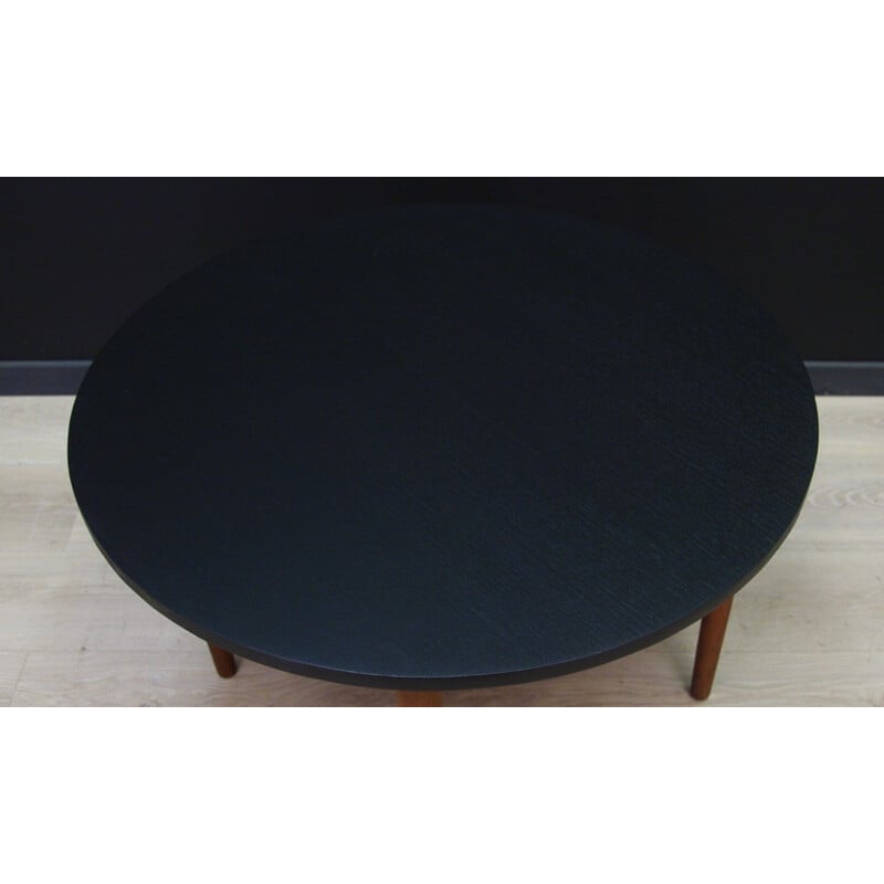 Table basse vintage scandinave noire en teck - 1960 