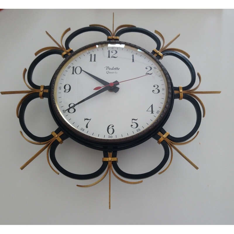 Horloge vintage en Quartz par "La Gerbe d'Or" pour Vedette -1960