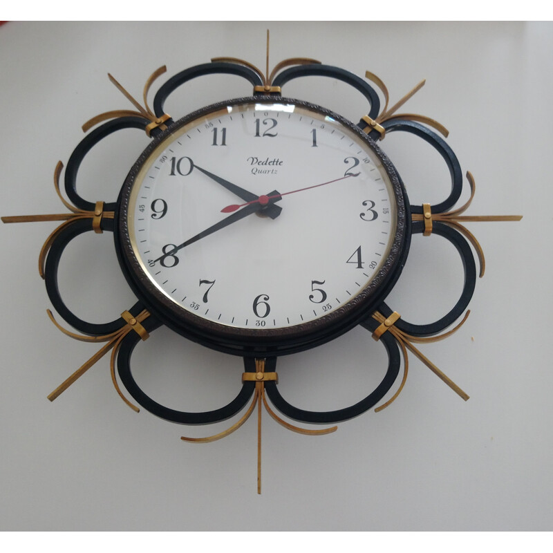 Vintage Clock with Quartz by "La Gerbe d'Or" for Vedette - 1960s