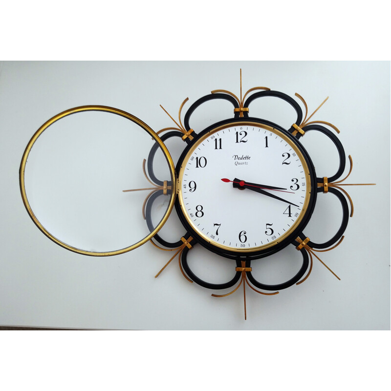 Vintage Clock with Quartz by "La Gerbe d'Or" for Vedette - 1960s