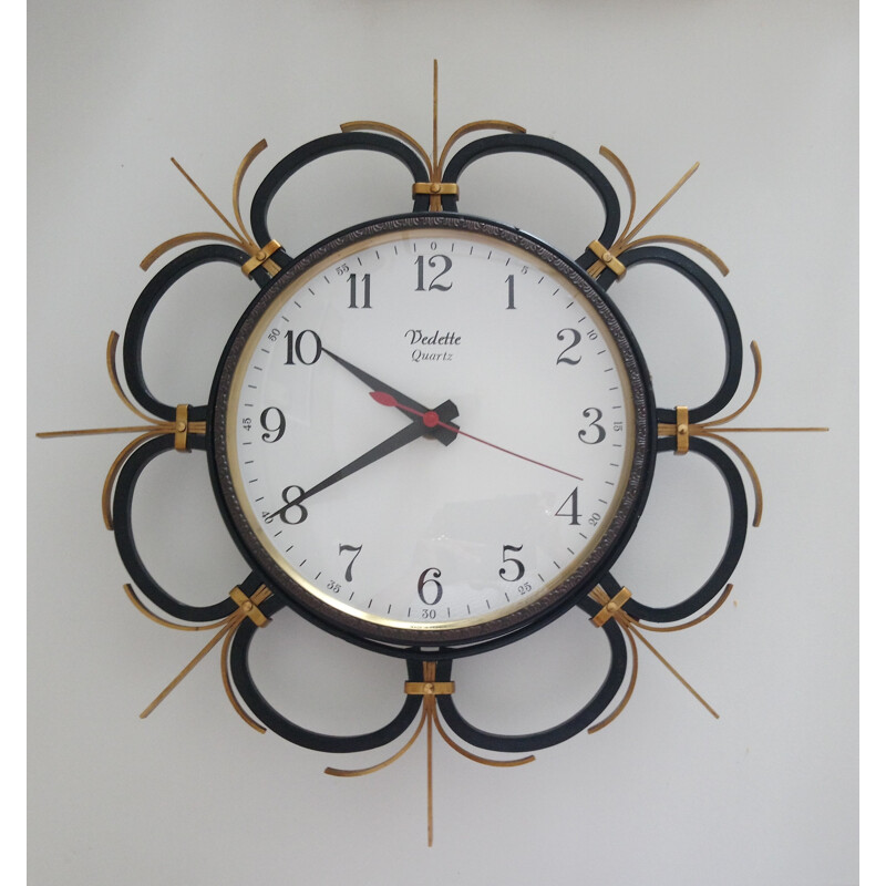 Vintage Clock with Quartz by "La Gerbe d'Or" for Vedette - 1960s