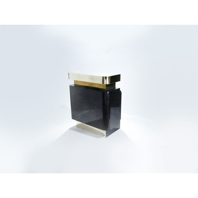 Vintage lacquered black bar in brass by J.C. Mahey - 1970s