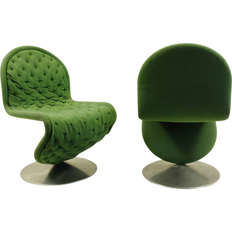 Suite de 2 fauteuils verts vintage par Verner Panton - 1970