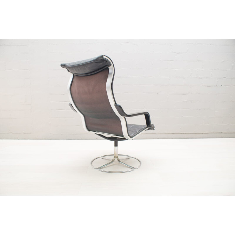 Black Leather Lounge Chair by Bruno Mathsson Sessel for Dux - 1960s