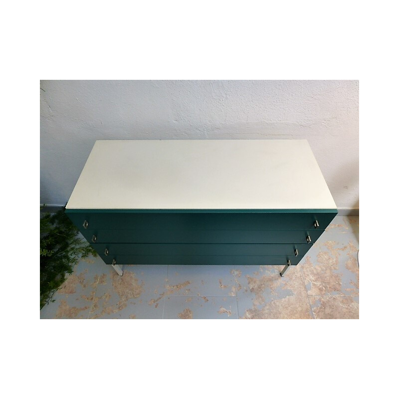 Dresser in melamine white and green by Brasilia Werk - 1960s