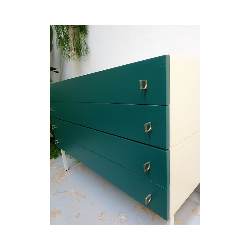 Dresser in melamine white and green by Brasilia Werk - 1960s