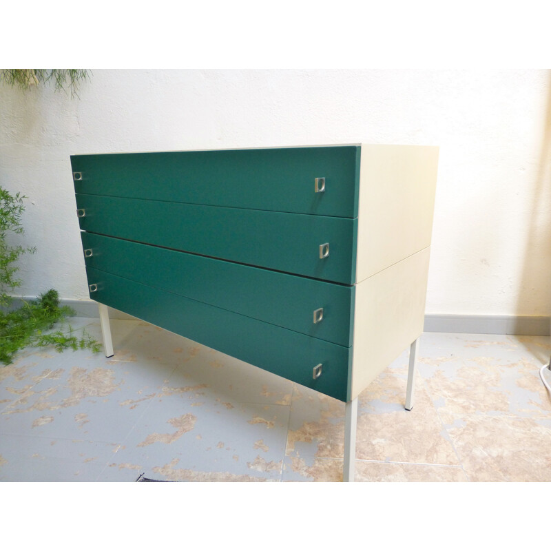 Dresser in melamine white and green by Brasilia Werk - 1960s