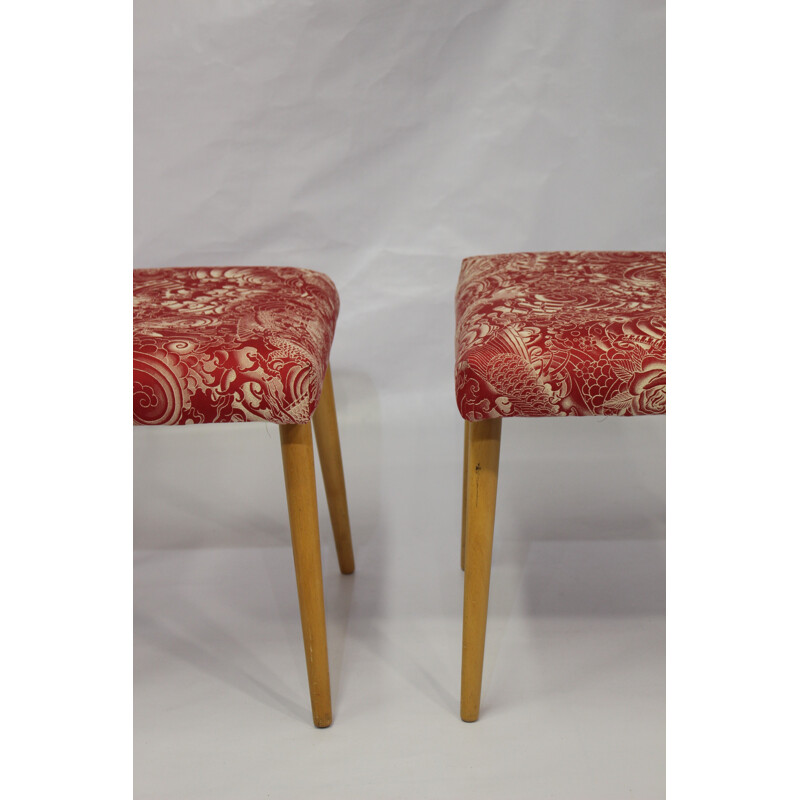 Pair of vintage stools in Jean Paul Gaultier fabric - 1960s