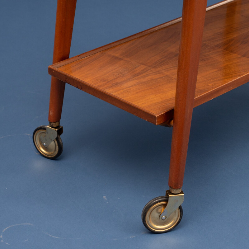 Vintage scandinavian walnut trolley - 1960s