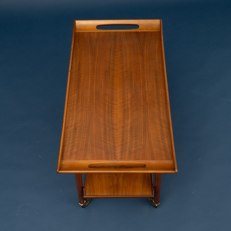 Vintage scandinavian walnut trolley - 1960s