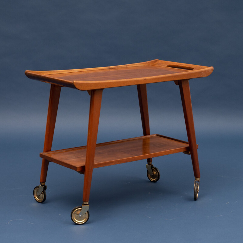 Vintage scandinavian walnut trolley - 1960s