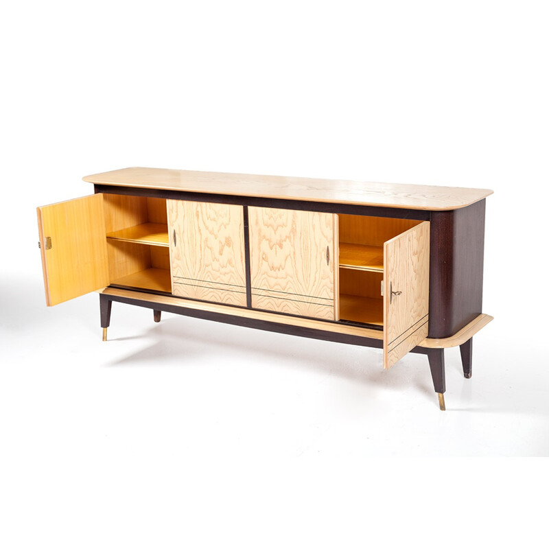 Vintage mahogany and ash sideboard set, 1950