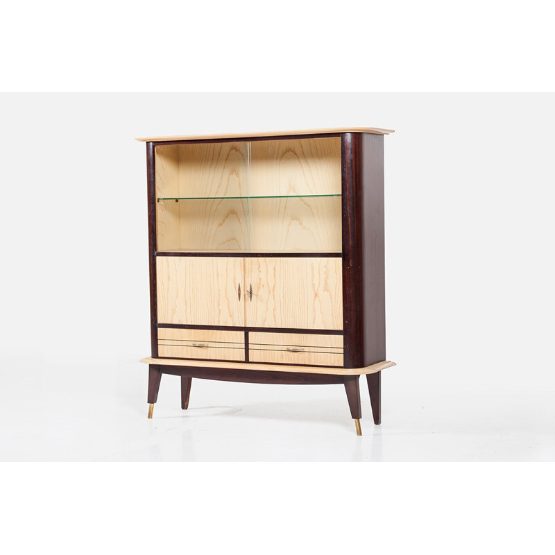 Vintage mahogany and ash sideboard set, 1950