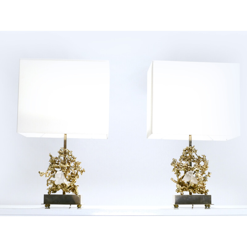 Pair of vintage bronze lamps by Clade Victor Boeltz - 1970s