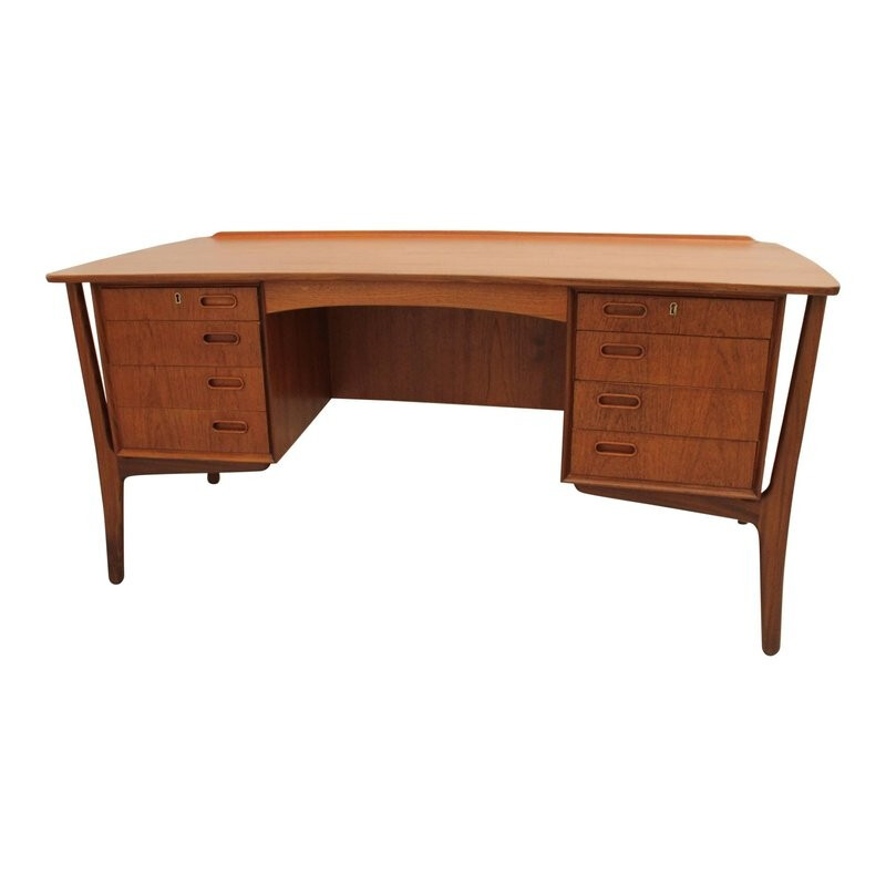 Vintage Scandinavian teak desk with 8 drawers by Svend Aage Madsen - 1960s