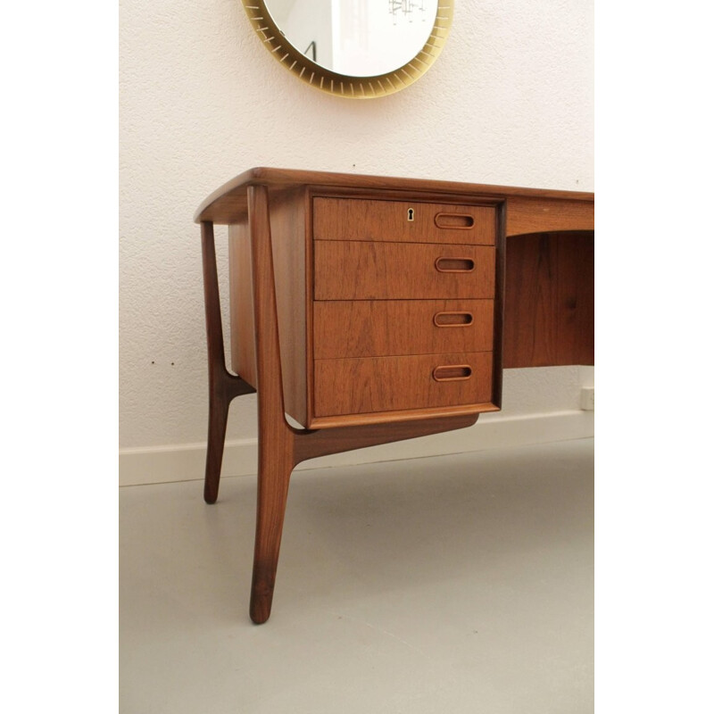 Vintage Scandinavian teak desk with 8 drawers by Svend Aage Madsen - 1960s