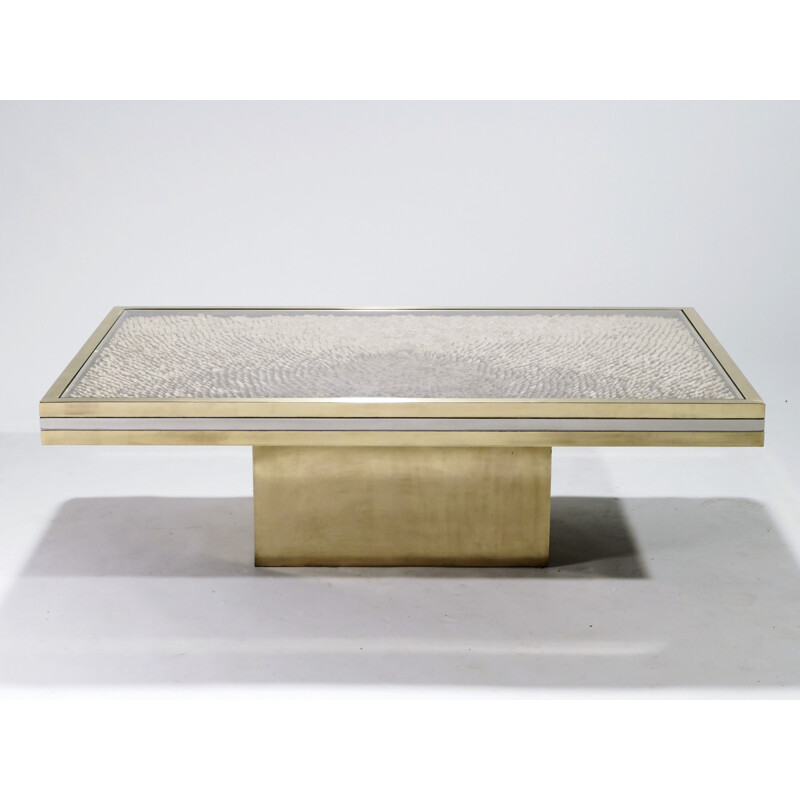 Vintage chromed brass coffee table by Romeo Rega for Metal Arte - 1970s