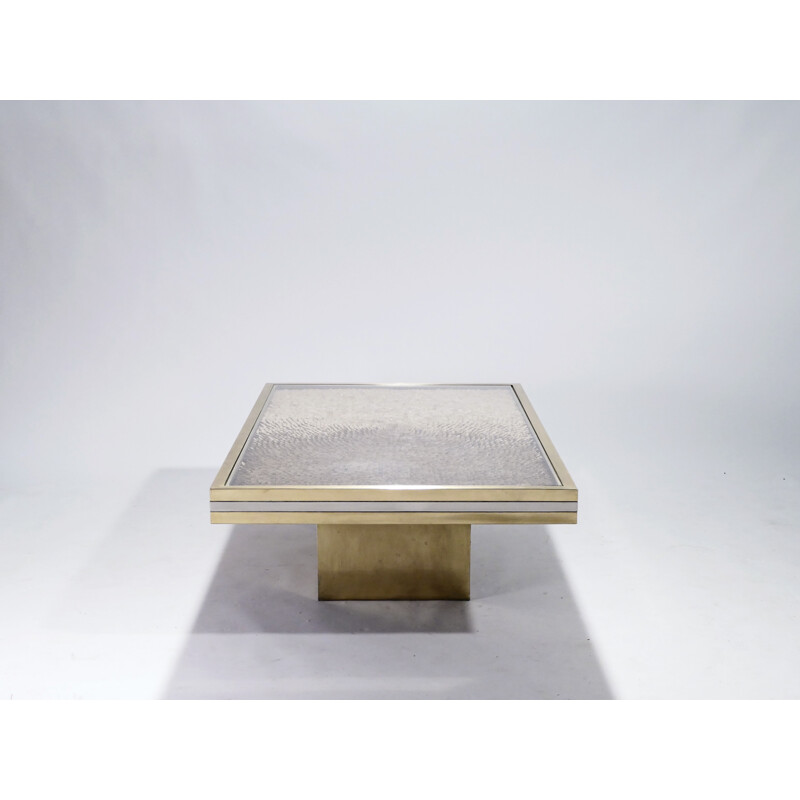 Vintage chromed brass coffee table by Romeo Rega for Metal Arte - 1970s