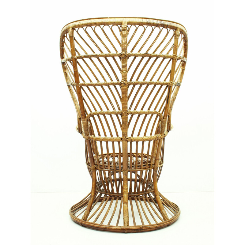 Vintage italian wicker lounge chair "Conte Biancamano" by Gio Ponti & Lio Carminati for Vittorio Bonacina - 1950s