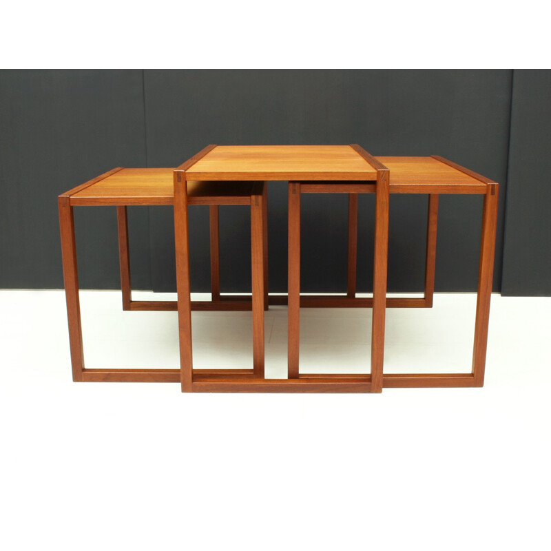 Vintage sef 3 Danish teak nesting tables Model 133 by Kai Kristiansen for Vildbjerg Møbelfabrik ApS - 1960s