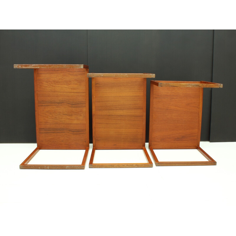Vintage sef 3 tavolini danesi in teak Modello 133 di Kai Kristiansen per Vildbjerg Møbelfabrik ApS - Anni '60