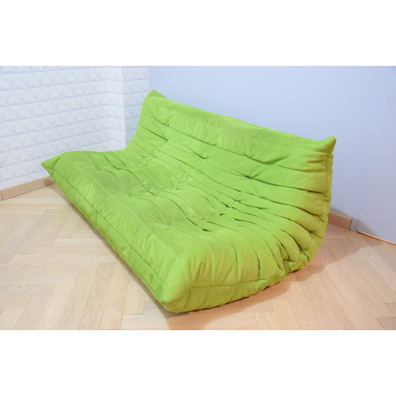 Bench/sofa in green Togo leather by Ligne Roset - 1980s