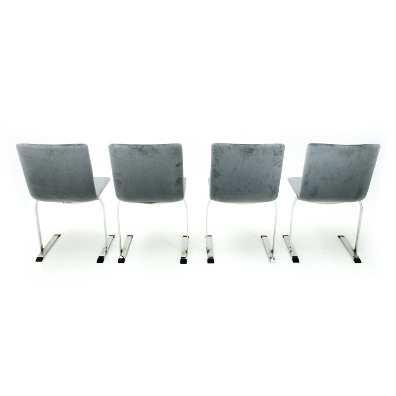 Set of 4 velvet "Inlay" chairs by Giovanni Offredi for Saporiti - 1970s