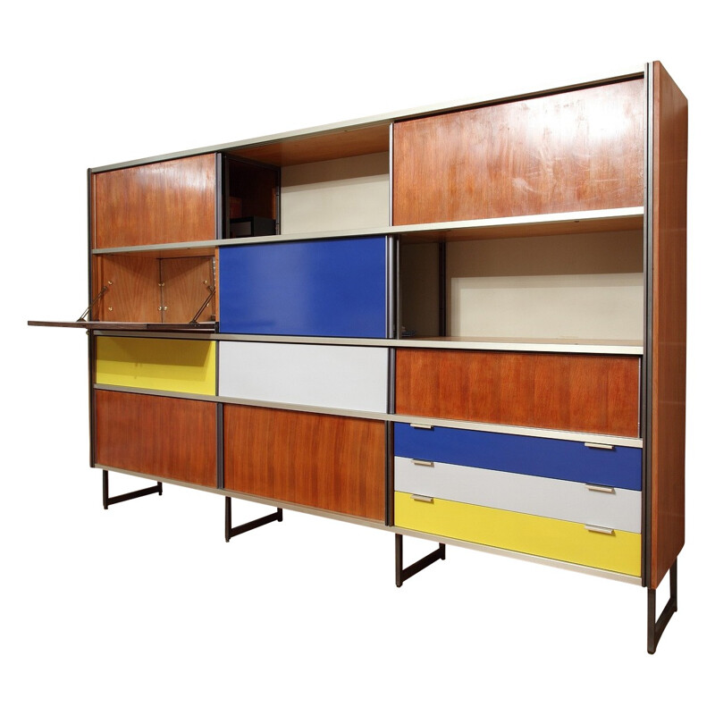 Cupboard in aluminum and rosewood, Georges FRYDMAN - 1950s