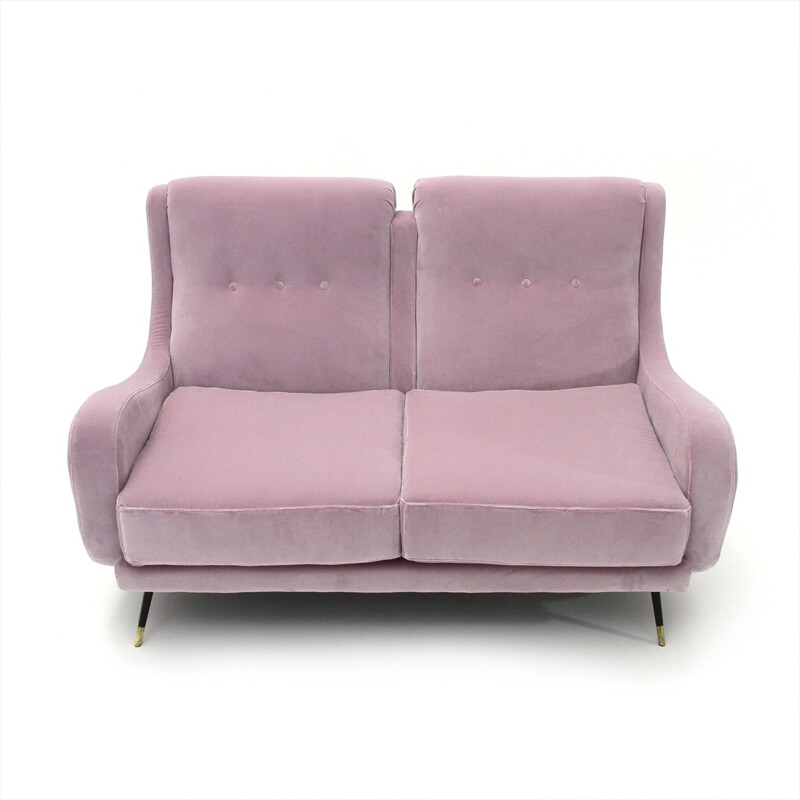 Italian sofa in pink velvet  - 1950s