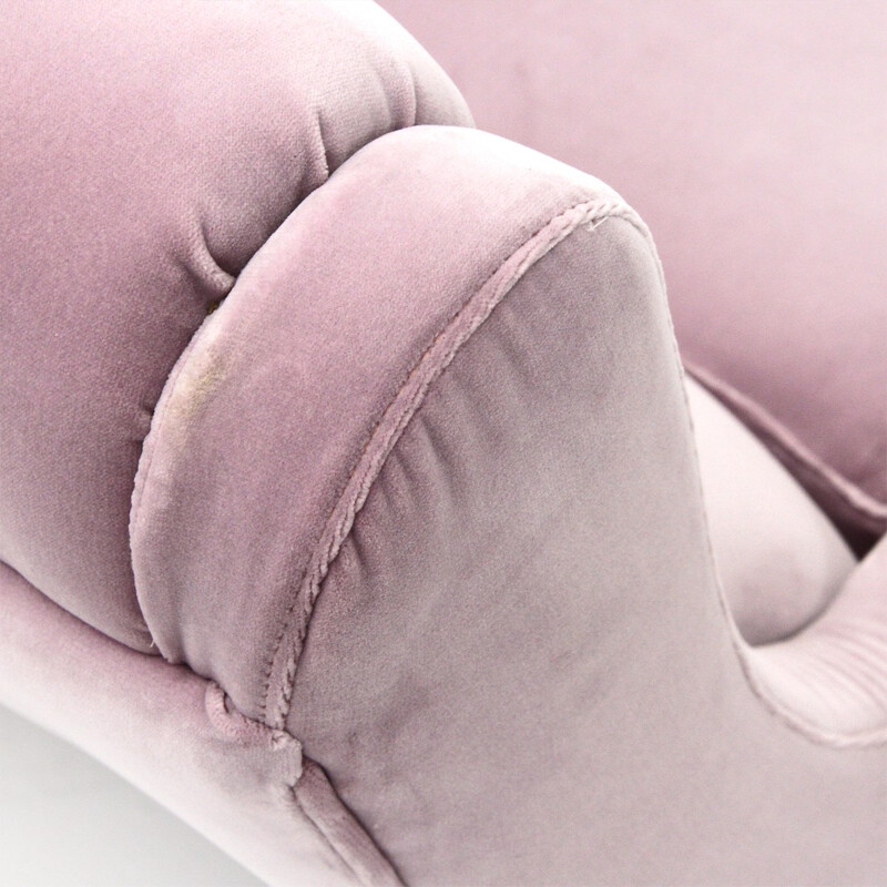 Italian sofa in pink velvet  - 1950s