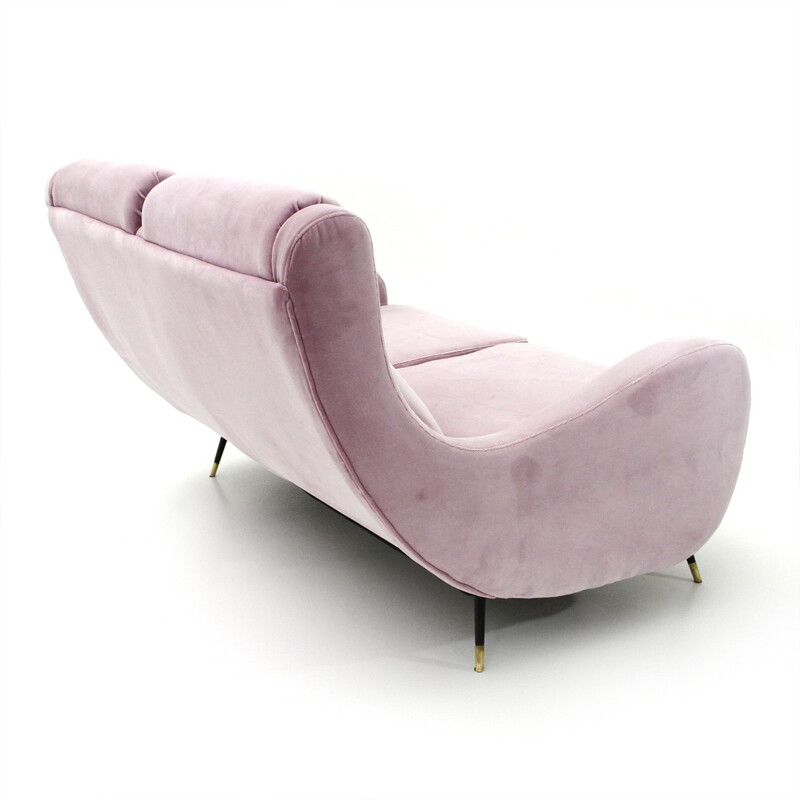 Italian sofa in pink velvet  - 1950s