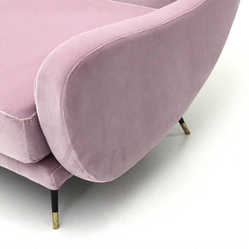 Italian sofa in pink velvet  - 1950s