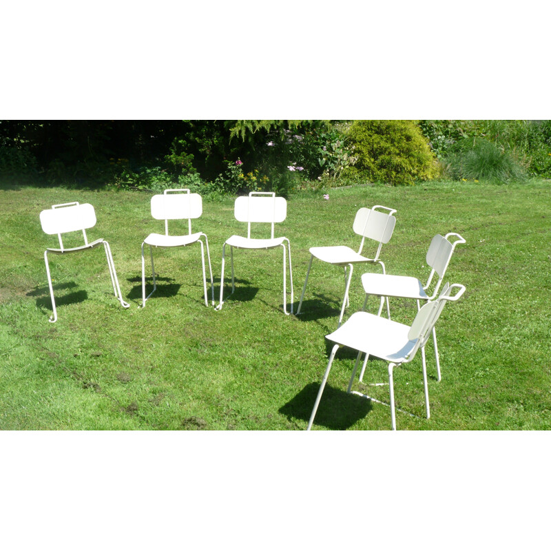 Suite de 6 chaises vintage en aluminium pour DEC - 1970