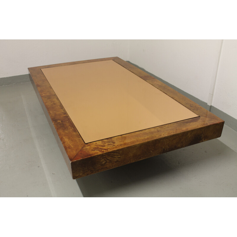 Vintage parchment coffee table by Aldo Tura, Italy 1970