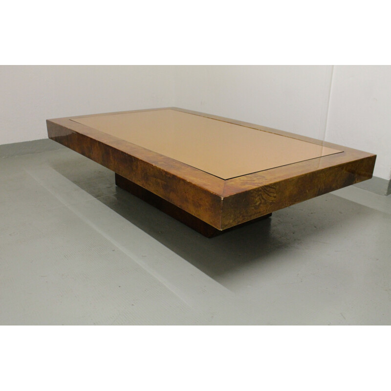 Vintage parchment coffee table by Aldo Tura, Italy 1970