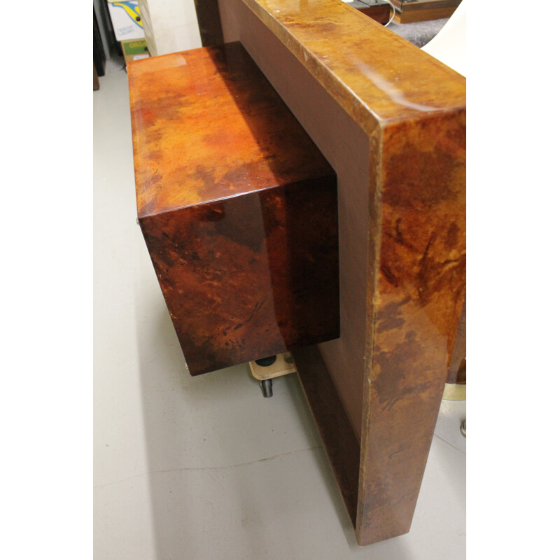 Table basse vintage en parchemin par Aldo Tura, Italie 1970