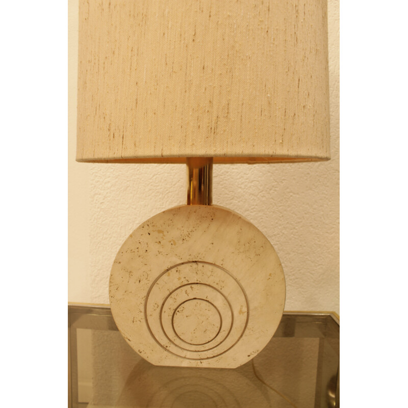 Vintage table lamp in travertine by Fratelli Manelli - 1970s