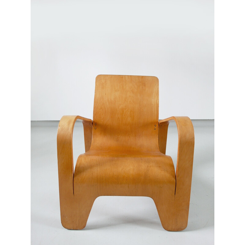Vintage lounge chair in birchwood by Han Pieck for Lawo - 1940s