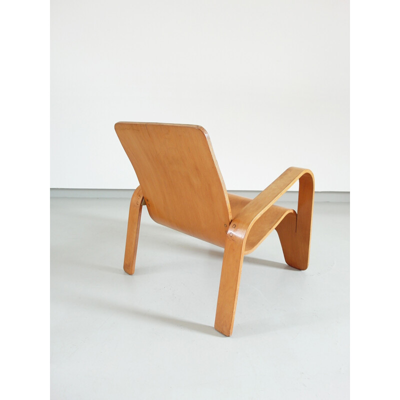 Vintage lounge chair in birchwood by Han Pieck for Lawo - 1940s